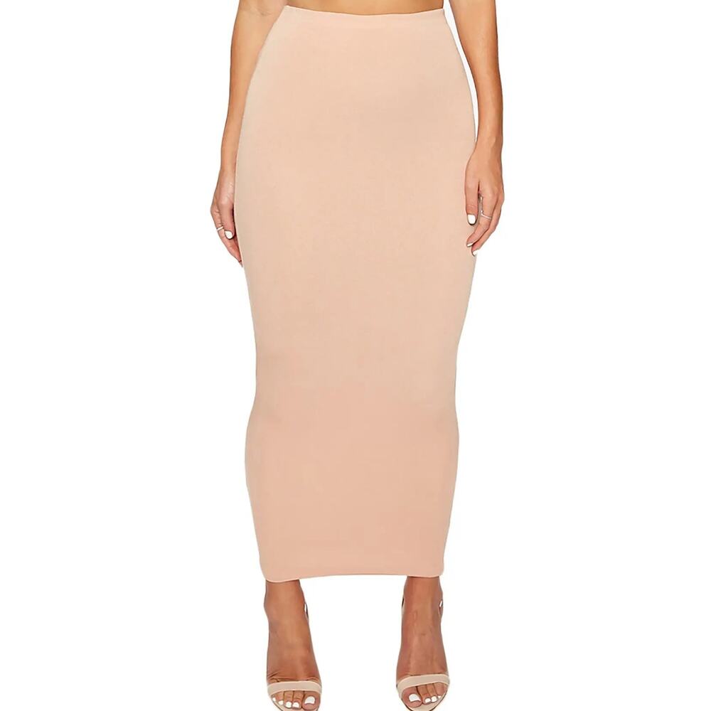 Naked Wardrobe Tan Maxi Pencil Skirt for Night Out